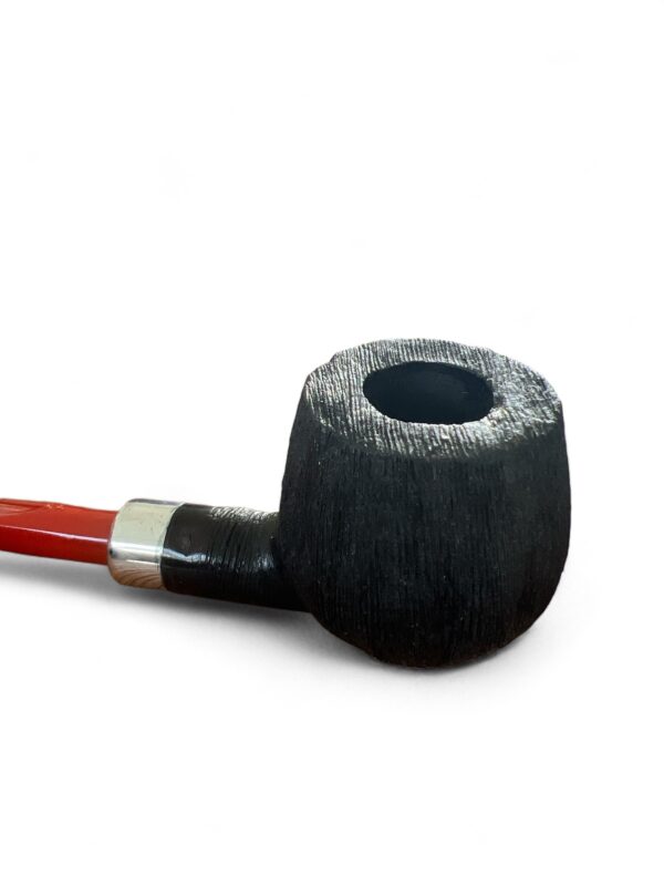 Straight Brushed Apple Pipe With Band And Coral Acrylic Stem - immagine 2