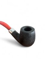 Classic Bent Brushed Pipe With Band And Coral Acrylic Stem - immagine 2