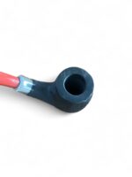 Classic Bent Brushed Pipe With Band And Coral Acrylic Stem - immagine 5